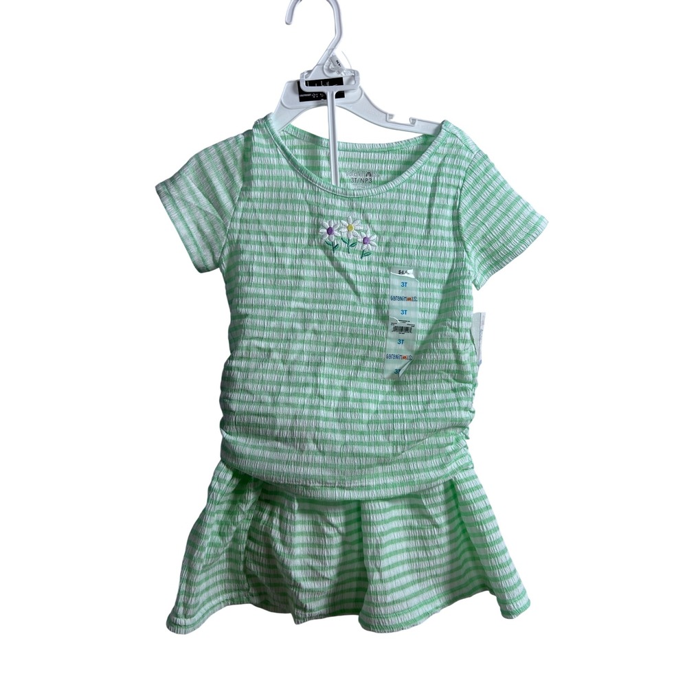 Garanimals Skort Set 3T Green Striped Floral Embroidered 2pc Toddler Girls